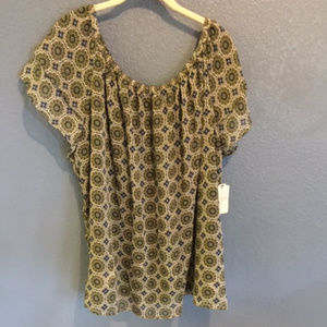 NWT - ST. JOHNS BAY FLUTTER SLEEVE PEASANT BLOUSE